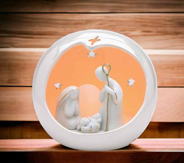 Ceramic Small Globe Holy Family Nativity Nightlight Home Décor Religious Décor Religious Gift Church Décor Baptism Gift