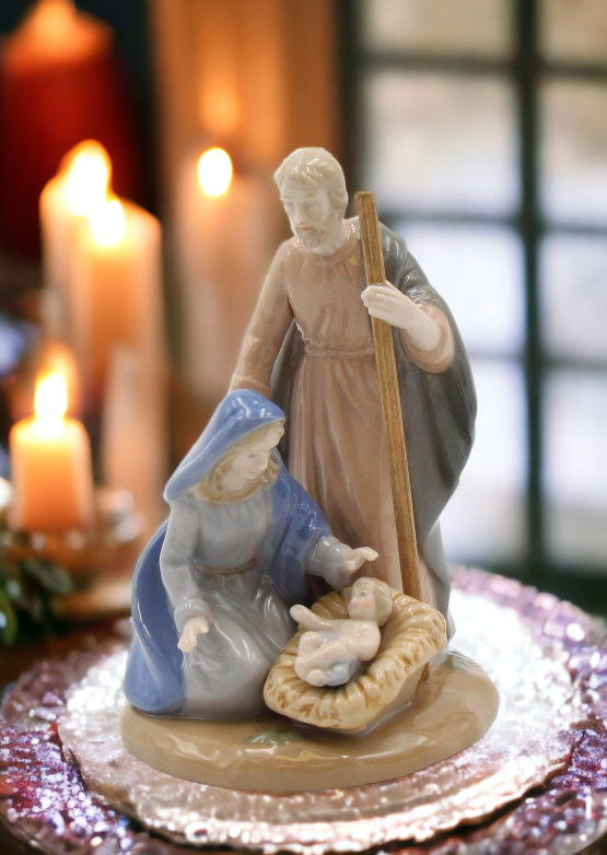 Ceramic Small Size Holy Family Nativity Figurine Home Décor Religious Décor Religious Gift Church Décor Baptism Gift