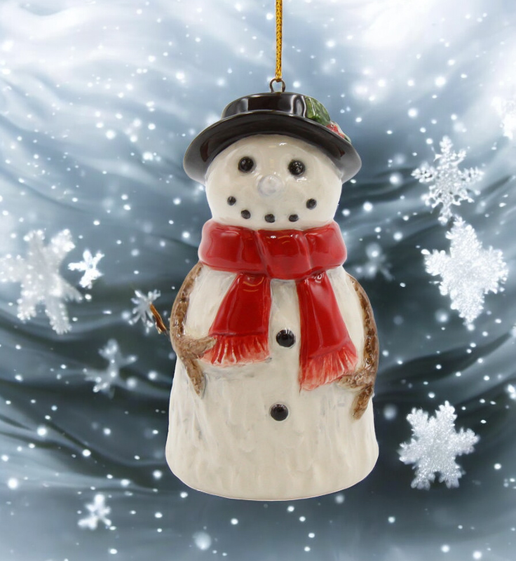Ceramic Snowman Ornament Christmas Tree Decor - Ornament