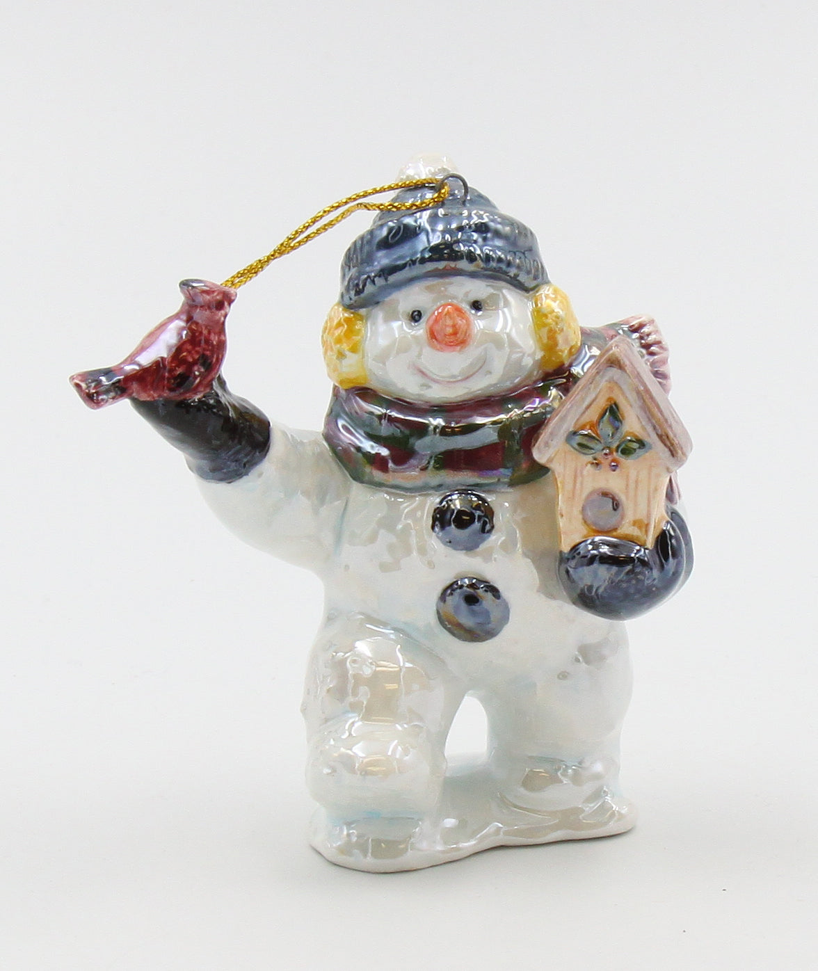 Ceramic Snowman with Bird and Birdhouse Ornament Home Décor Gift for Her Mom Christmas tree Décor - Ornament