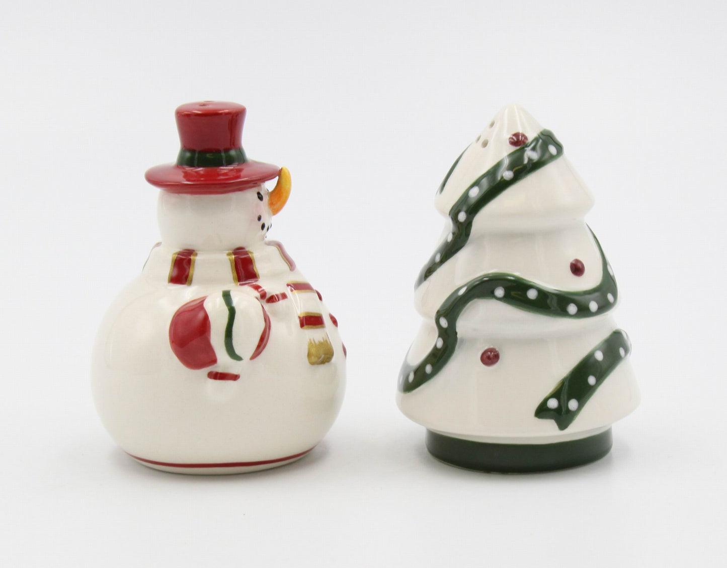 Ceramic Snowman with Christmas Tree Salt and Pepper Shakers Home Décor Gift for Her Gift for Mom Kitchen Décor
