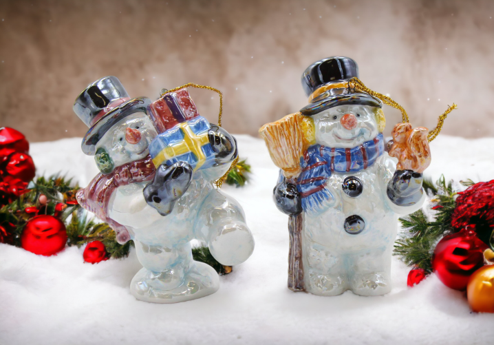 Ceramic Snowman with Gifts and Squirrel Ornaments Home Décor Gift for Her Mom Christmas tree Décor - Ornament