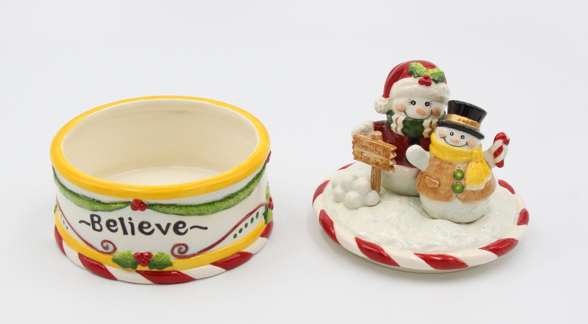 Ceramic Snowmen Selling Snowballs Candy Box Home Décor Gift for Her Gift for Mom Kitchen Décor Christmas Décor - candy