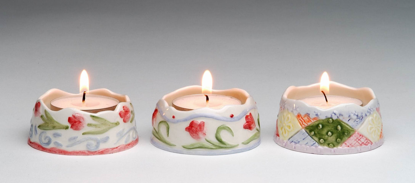 Ceramic Spring Tealight Candle Holders-Set of 3 Home Décor Gift for Her Gift for Mom Kitchen Décor Spring Décor Easter