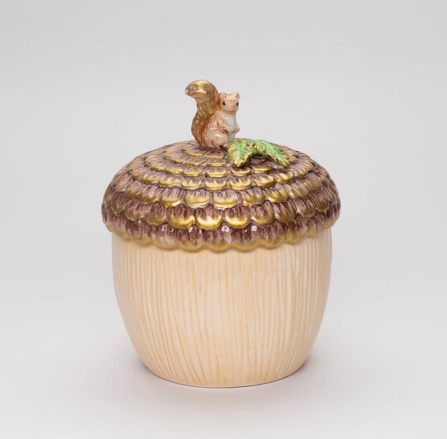 Ceramic Squirrel on Top of Acorn Candy Jar Fall Decor Christmas Decor Farmhouse Kitchen Decor - candy jar
