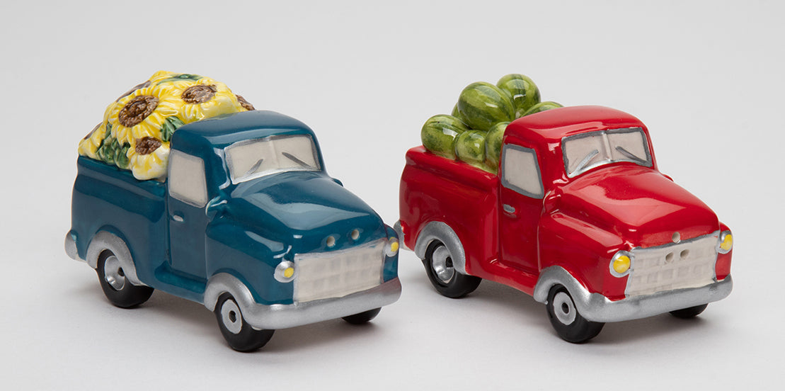 Ceramic Sunflower And Watermelon Truck Salt And Pepper Farmhouse Décor Gift for Her Gift for Mom Kitchen Décor Summer