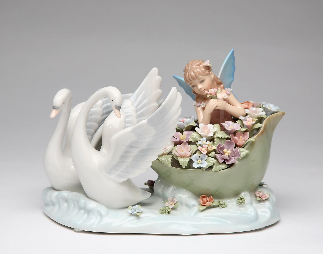 Ceramic Swans With Fairy Music Box Home Décor Gift for Her Gift for Mom Nature Lover Décor Cottagecore - Music Boxes