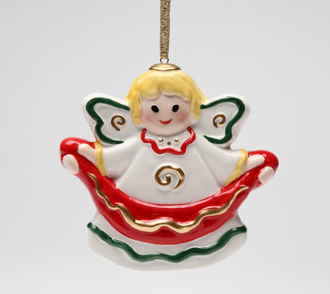 Ceramic Sweet Holiday Ornaments Set Of 4 Train Angel Santa & Children Home Décor Gift for Her Gift for Mom Christmas