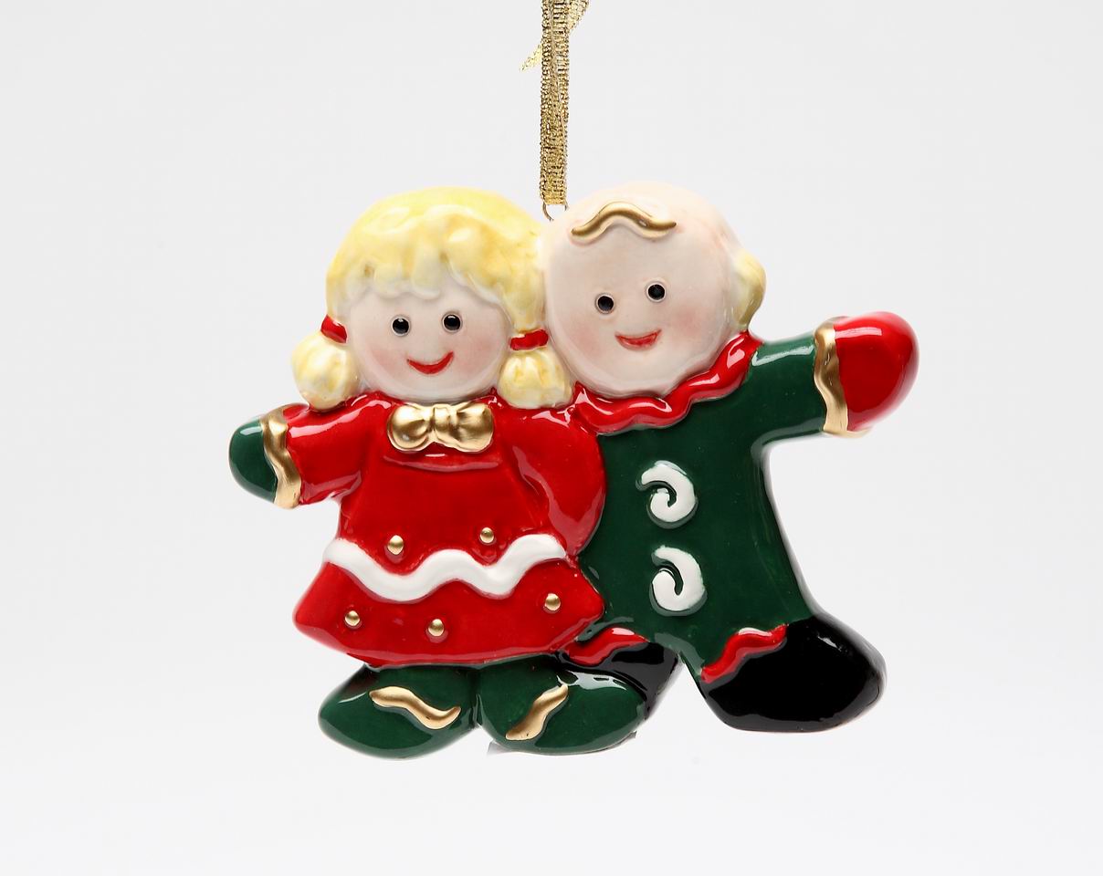 Ceramic Sweet Holiday Ornaments Set Of 4 Train Angel Santa & Children Home Décor Gift for Her Gift for Mom Christmas