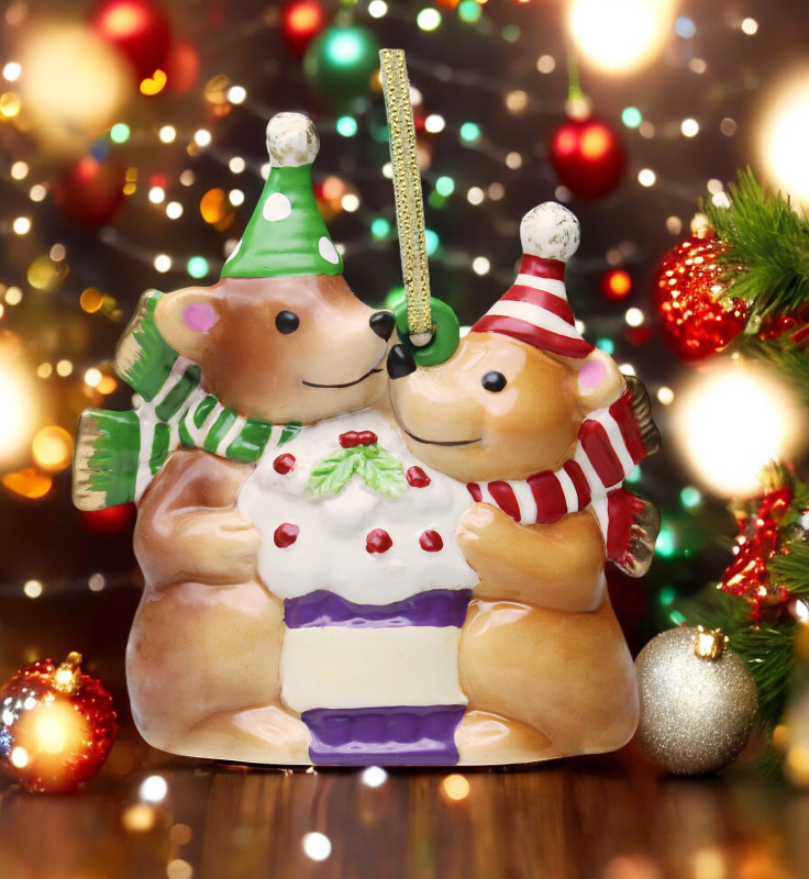Ceramic Teddy Bears Christmas Tree Ornament Christmas Decor Gift for Her - Ornament