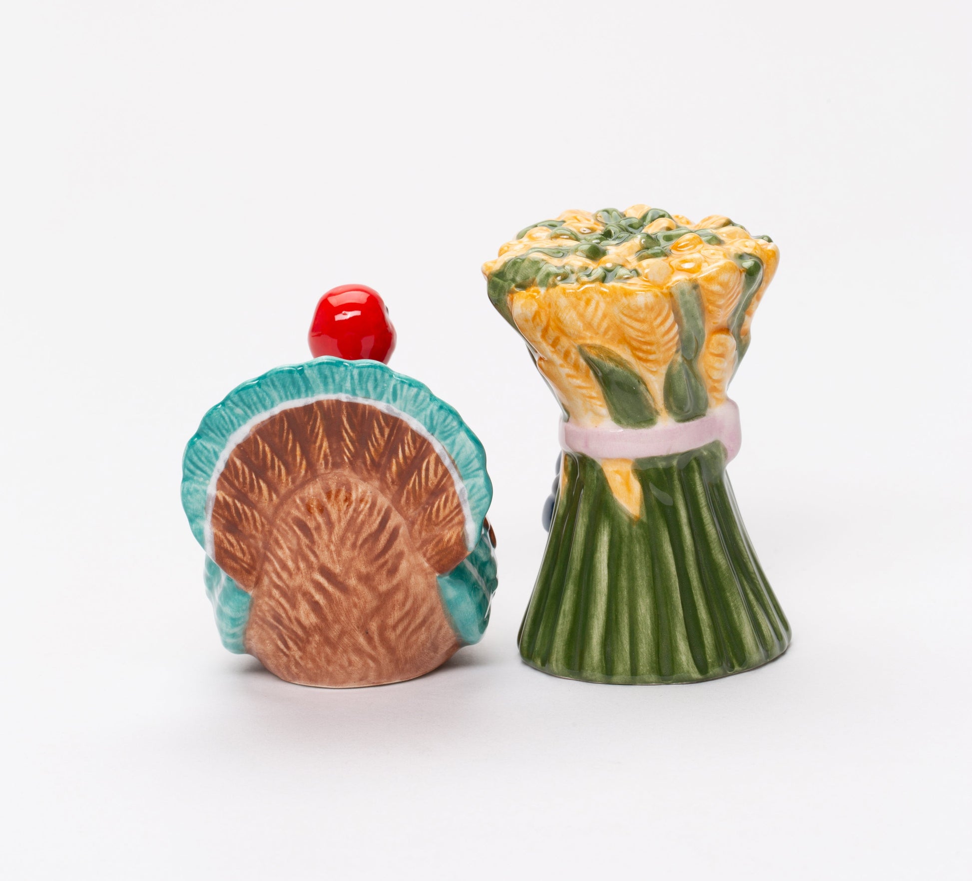 Ceramic Thanksgiving Teddy Bear and Turkey Salt and Pepper Shakers Gift for Her Gift for Mom Farmhouse Kitchen Décor