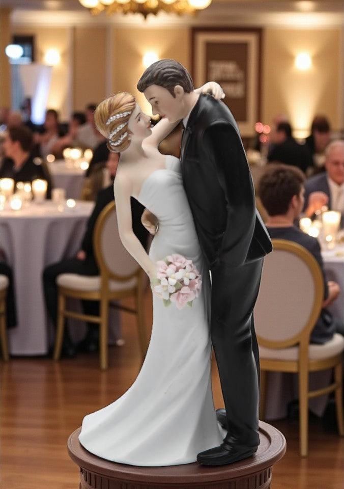 Ceramic Traditional Caucasian Wedding Bride and Groom Couple Figurine Wedding Décor or Gift Idea Anniversary Décor