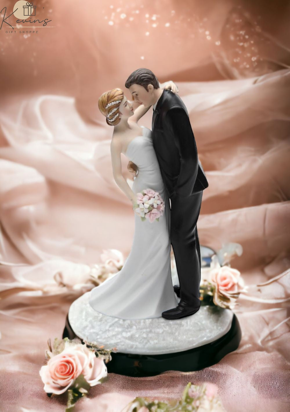 Ceramic Traditional Caucasian Wedding Bride and Groom Couple Figurine Wedding Décor or Gift Idea Anniversary Décor