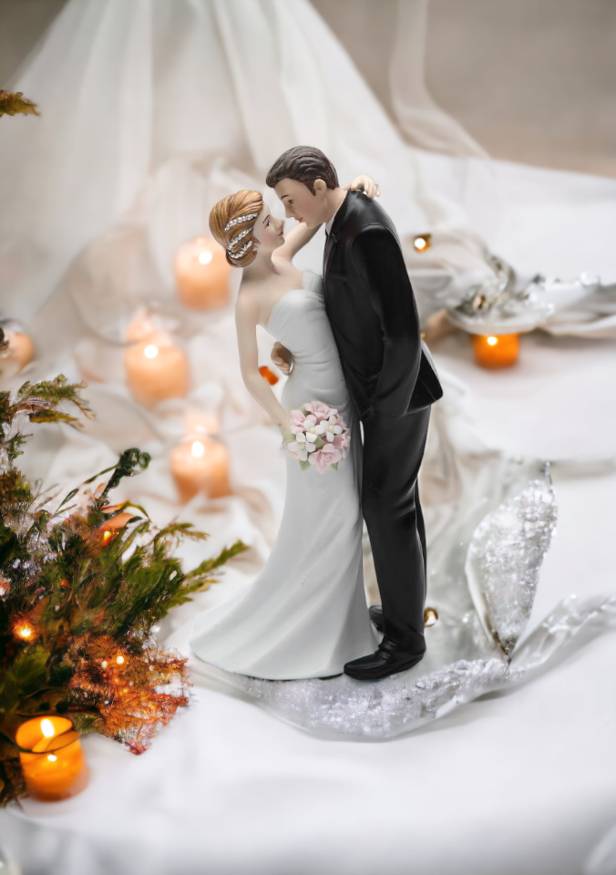 Ceramic Traditional Caucasian Wedding Bride and Groom Couple Figurine Wedding Décor or Gift Idea Anniversary Décor