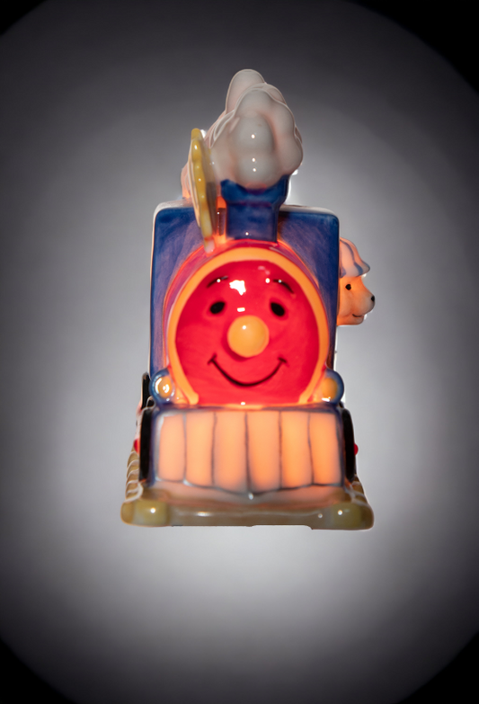Ceramic Train Engine Plug-In Nightlight Home Décor Nursery Room Décor Baby Registry Gift Gift for New Parents - Night