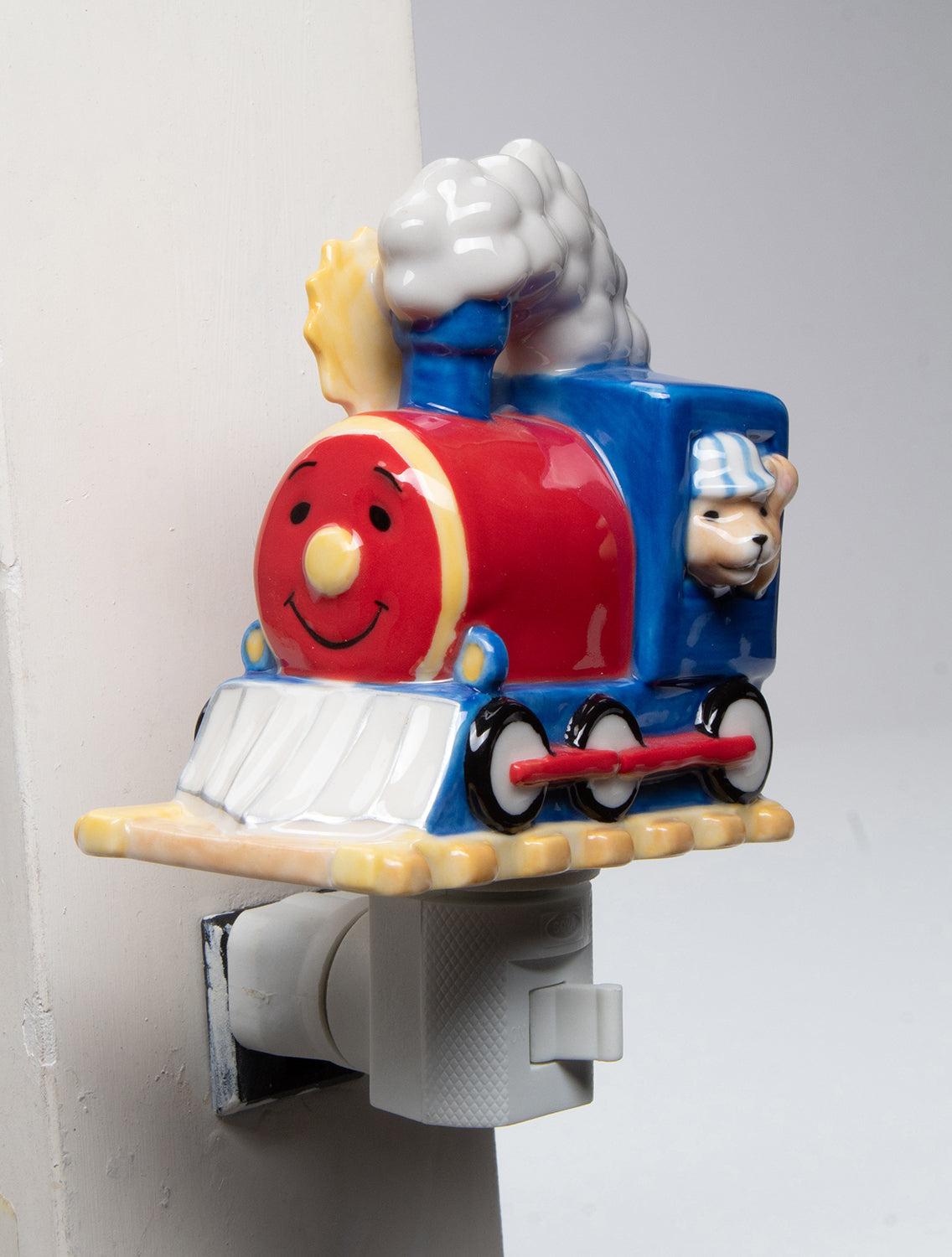 Ceramic Train Engine Plug-In Nightlight Home Décor Nursery Room Décor Baby Registry Gift Gift for New Parents - Night