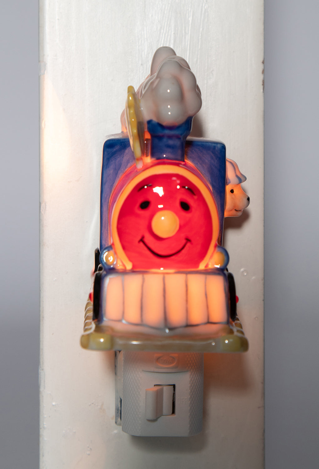 Ceramic Train Engine Plug-In Nightlight Home Décor Nursery Room Décor Baby Registry Gift Gift for New Parents - Night