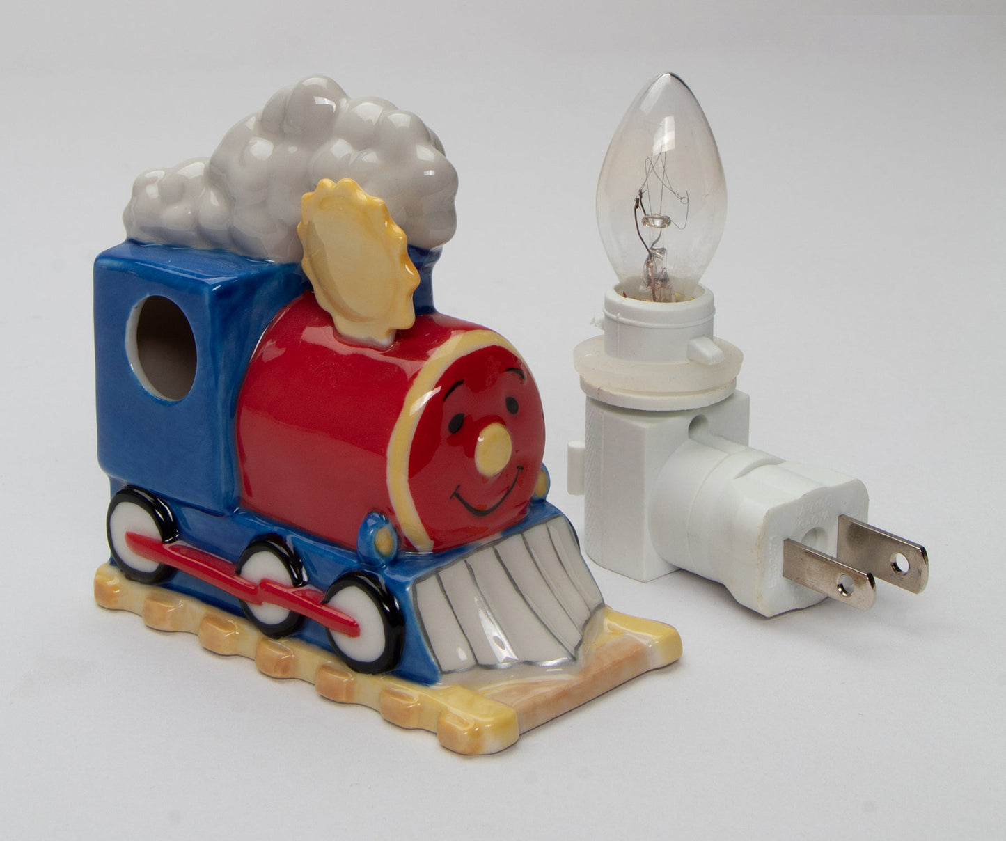Ceramic Train Engine Plug-In Nightlight Home Décor Nursery Room Décor Baby Registry Gift Gift for New Parents - Night