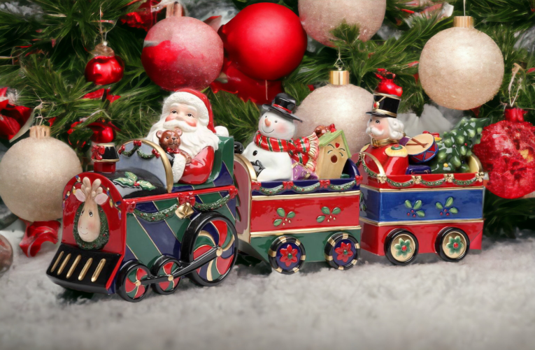 Ceramic Train Set Canisters with Santa Frosty and The Nutcracker Home Décor Gift for Her Gift for Mom Kitchen Décor