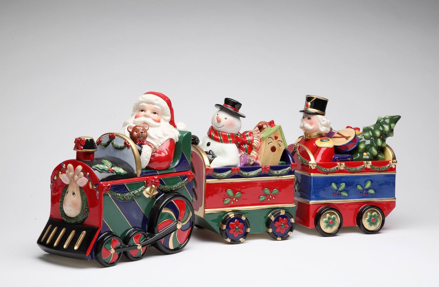 Ceramic Train Set Canisters with Santa Frosty and The Nutcracker Home Décor Gift for Her Gift for Mom Kitchen Décor