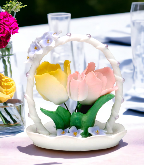 Ceramic Tulip Flowers Figurine Wedding Décor or Gift Anniversary Décor or Gift Home Décor Vanity Decor - Figurine