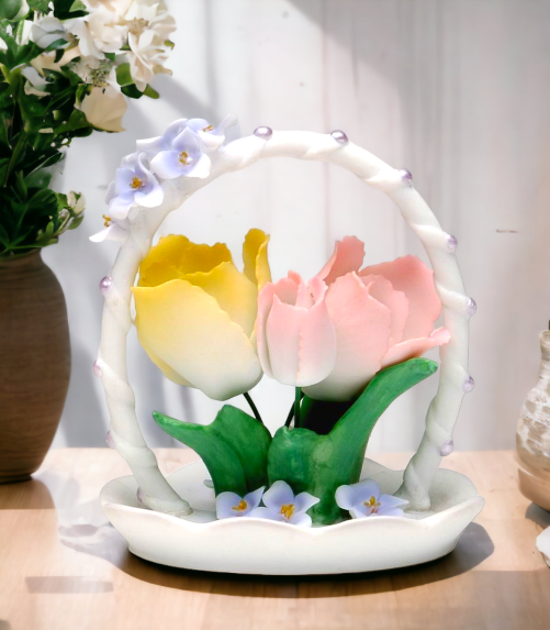 Ceramic Tulip Flowers Figurine Wedding Décor or Gift Anniversary Décor or Gift Home Décor Vanity Decor - Figurine