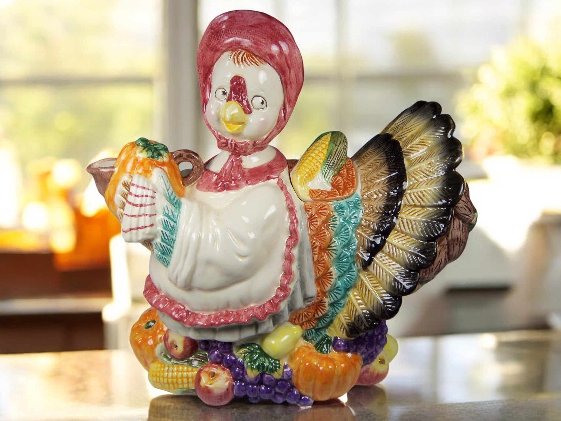 Ceramic Turkey Teapot Fall Decor Holiday Decor Farmhouse Kitchen Decor Gift for Her Gift for Mom - teapot