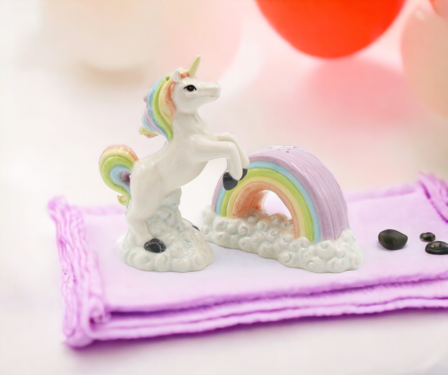 Ceramic Unicorn Jumping Over the Rainbow Salt and Pepper Shakers Home Décor Gift for Her Gift for Daughter Kitchen