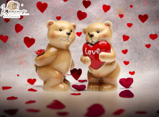 Ceramic Valentines Day Teddy Bear Salt and Pepper Shakers Home Décor Gift for Her Kitchen Décor Wedding Décor or Gift