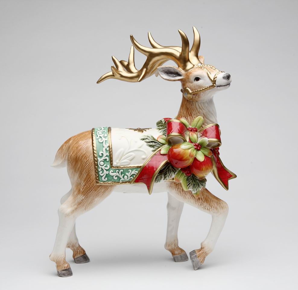 Ceramic Victorian Harvest Reindeer Figurine Centerpiece Home Décor Gift for Her Gift for Mom Kitchen Décor Christmas