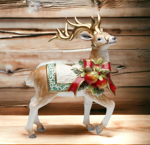 Ceramic Victorian Harvest Reindeer Figurine Centerpiece Home Décor Gift for Her Gift for Mom Kitchen Décor Christmas