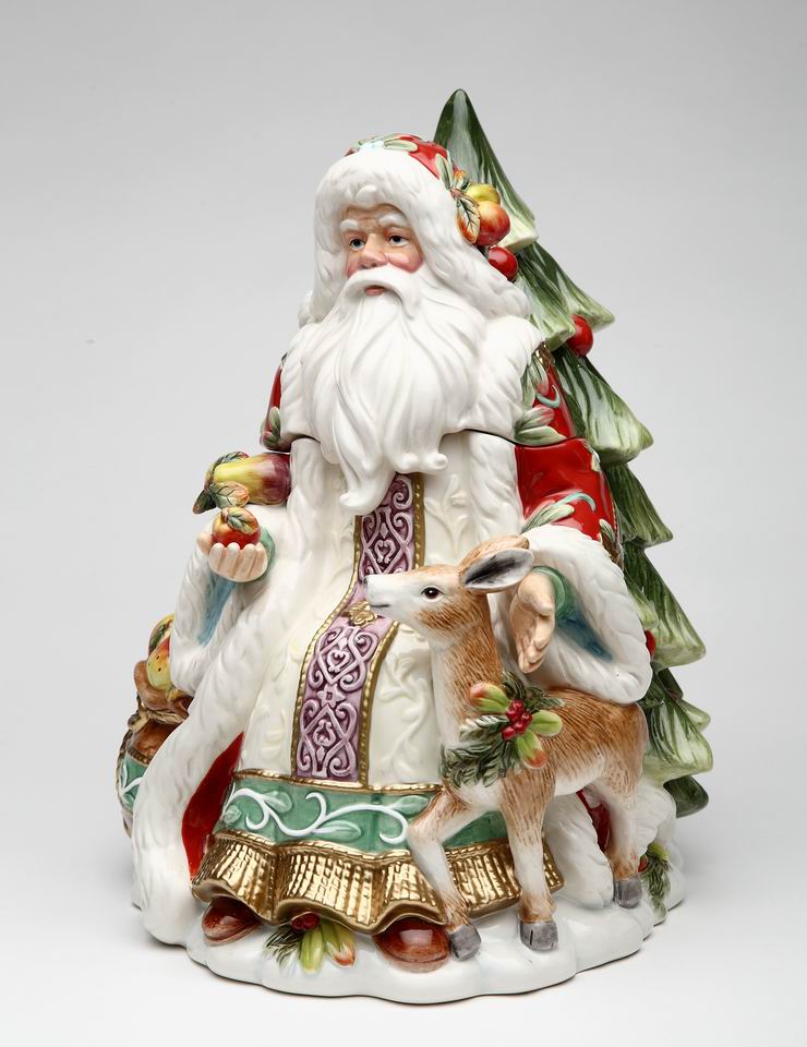 Ceramic Victorian Harvest Santa Cookie Jar Home Décor Gift for Her Gift for Mom Kitchen Décor Christmas Décor - Cookie
