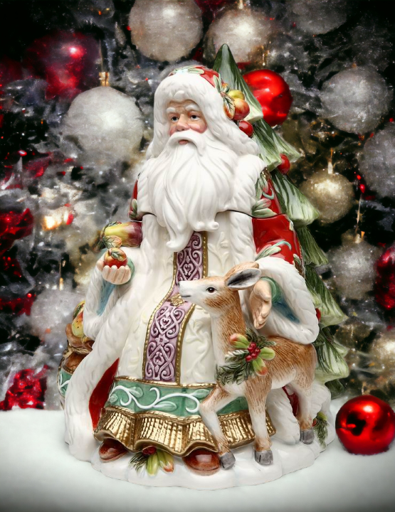 Ceramic Victorian Harvest Santa Cookie Jar Home Décor Gift for Her Gift for Mom Kitchen Décor Christmas Décor - Cookie