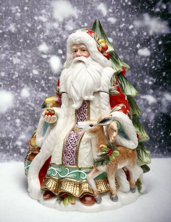 Ceramic Victorian Harvest Santa Cookie Jar Home Décor Gift for Her Gift for Mom Kitchen Décor Christmas Décor - Cookie