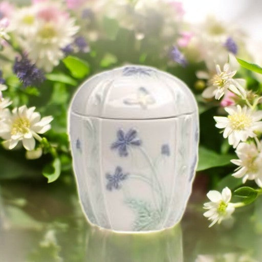Ceramic Violet Flower Accessory Box Bathroom Vanity Decor Gift for Her - jewelry box