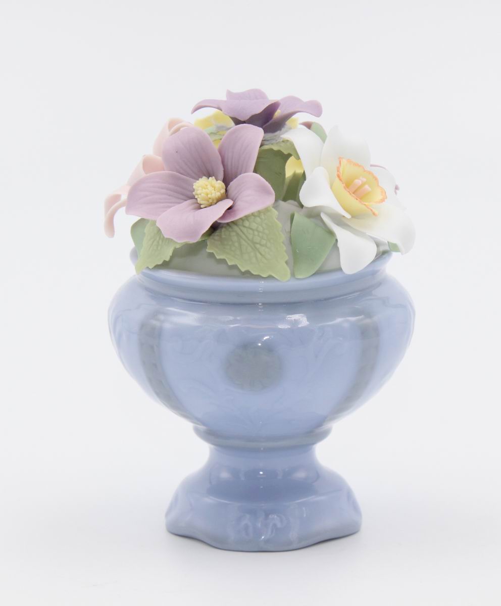 Ceramic Violet Flower Pot Figurine Home Décor Gift for Her Gift for Mom Spring Décor Wedding Decor - Figurine