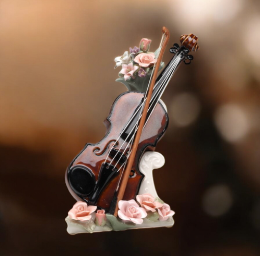 Ceramic Violin Music Box Playing ’My Heart Will Go On’ Gift for Violinist Musician Gift - Music box