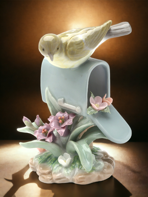 Ceramic Warbler Bird On Mailbox Home Décor Gift for Her Gift for Mom Kitchen Décor Birdwatcher Gift Vintage Decor