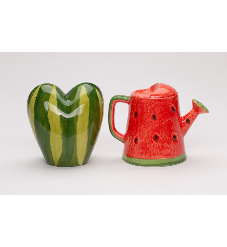 Ceramic Watermelon Heart and Water can Salt and Pepper Shakers Kitchen Summer Decor Gift for Her - Salt & Pepper Shakers