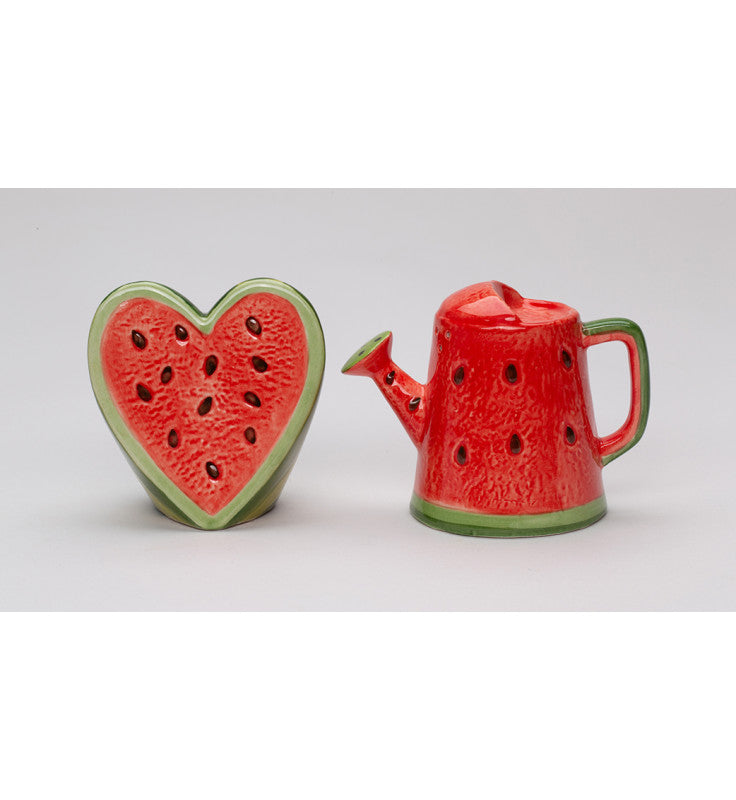Ceramic Watermelon Heart and Water can Salt and Pepper Shakers Kitchen Summer Decor Gift for Her - Salt & Pepper Shakers