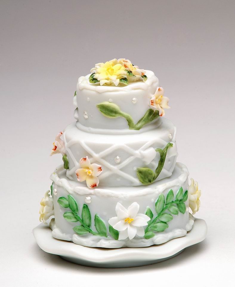 Ceramic Wedding Cake with Flowers Jewelry Box Wedding Décor or Gift Anniversary Décor or Gift Home Décor Vanity Decor
