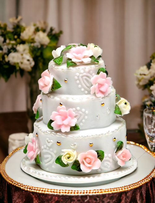 Ceramic Wedding Cake with Rose Flowers Jewelry Box Wedding Décor or Gift Anniversary Décor or Gift Home Décor Vanity
