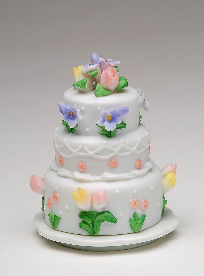 Ceramic Wedding Cake with Tulip Flowers Jewelry Box Wedding Décor or Gift Anniversary Décor or Gift Home Décor Vanity