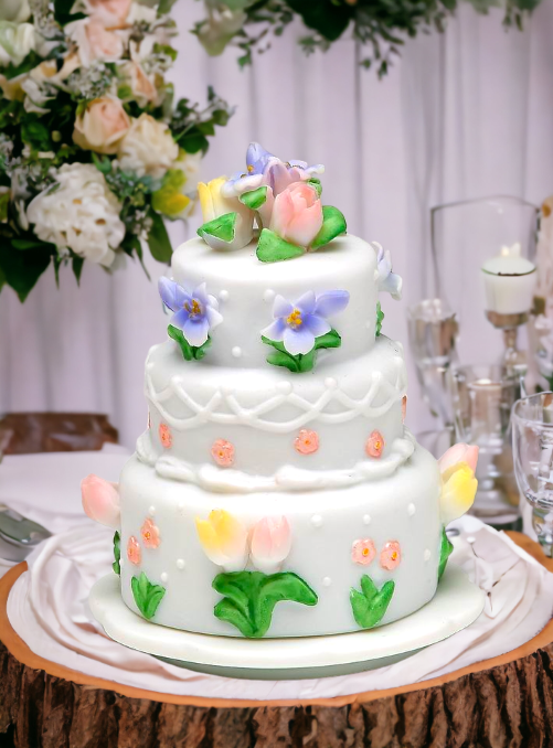 Ceramic Wedding Cake with Tulip Flowers Jewelry Box Wedding Décor or Gift Anniversary Décor or Gift Home Décor Vanity