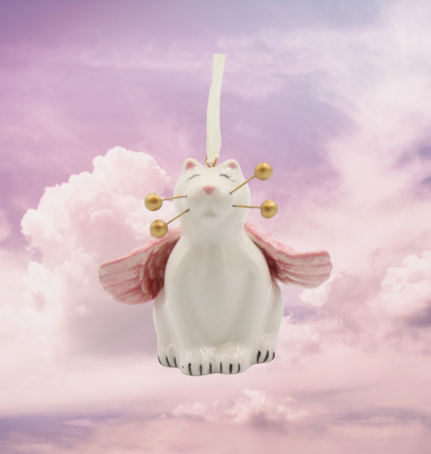 Ceramic Whisker Cat Angel Ornament Home Décor Religious Décor Religious Gift Church Décor Cat Lover Gift Pet Loss Gift