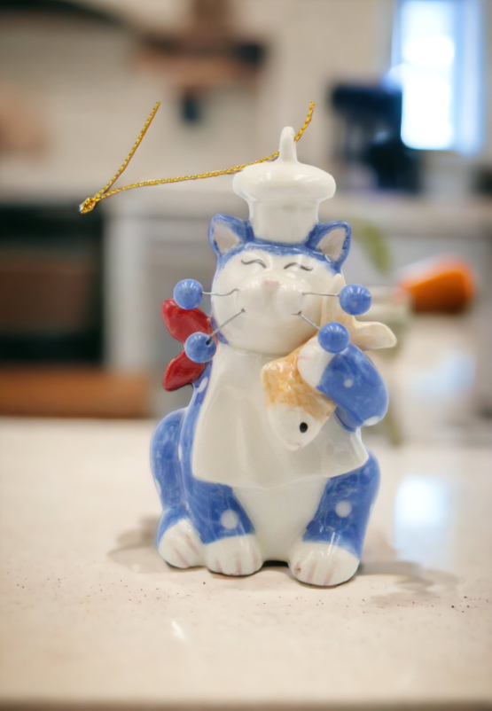 Ceramic Whisker Cat - Chef Ornament Home Décor Gift for Her Mom Chef Kitchen Décor Cat Lovers Gift Pet Loss Gift