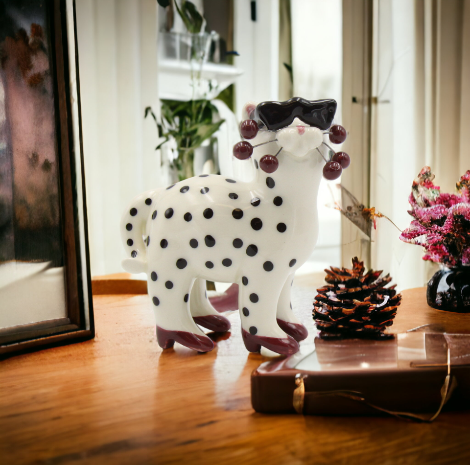 Ceramic Whiskers Dotted Cat With Sun Glasses Figurine Home Décor Gift for Her Gift for Mom Kitchen Décor Cat Lovers