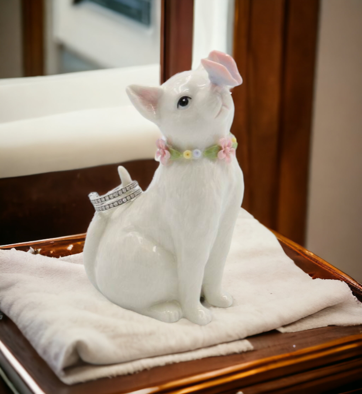 Ceramic White Cat With Butterfly Ring Holder Home Décor Gift for Her Gift for Mom Kitchen Décor Cat Lovers Gift Pet