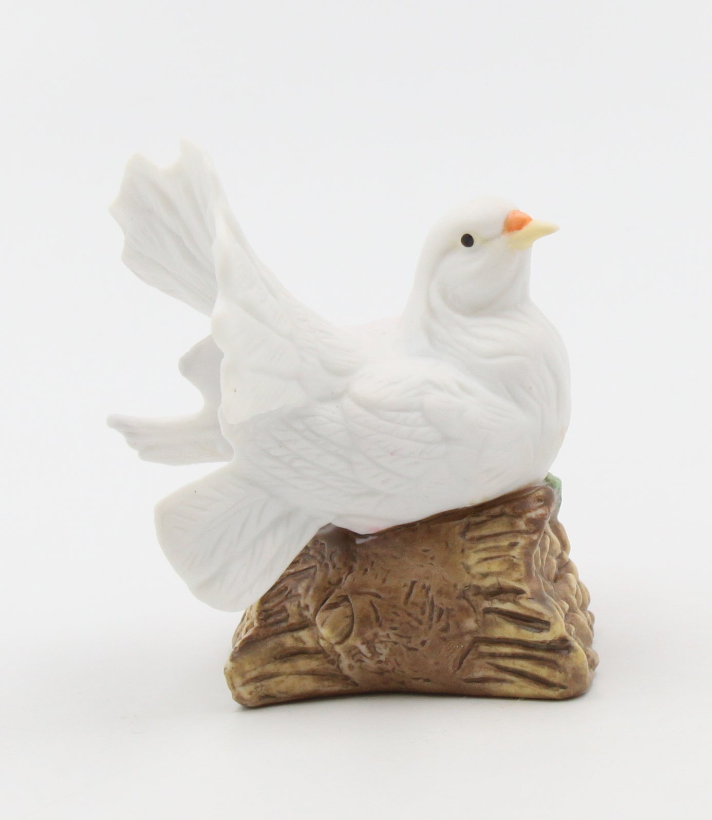 Ceramic White Dove Bird with Red Rose Flower Figurine Garden Decor Vintage Decor Gift for Her Gift for Mom - Figurine