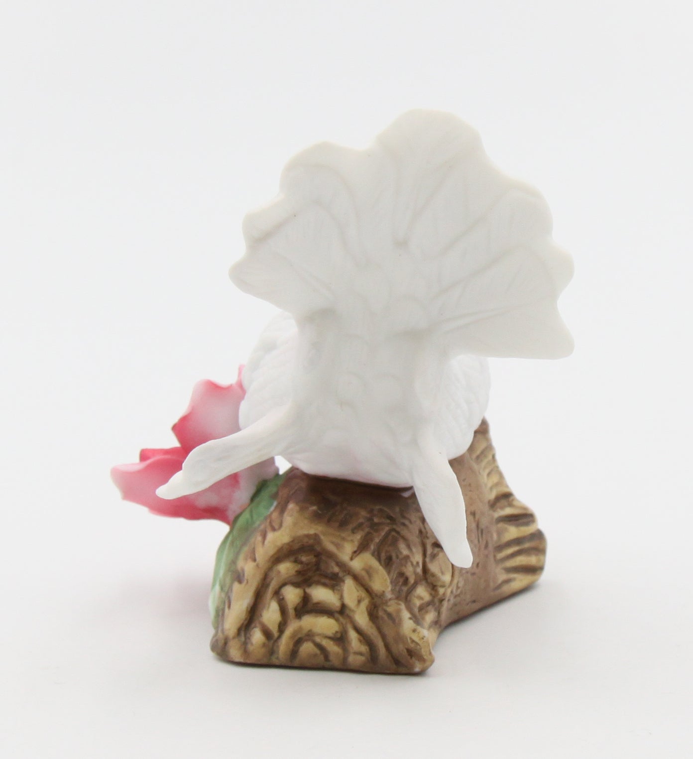 Ceramic White Dove Bird with Red Rose Flower Figurine Garden Decor Vintage Decor Gift for Her Gift for Mom - Figurine